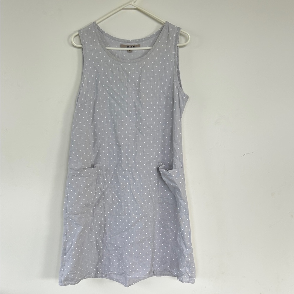 Flax Light Gray Polka Dot Sleeveless Mini Dress